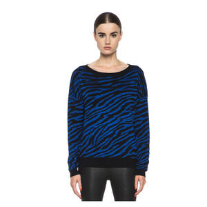 Diane Von Furstenberg Estelle Jumper Sweater Tiger Print Black Blue Small Women